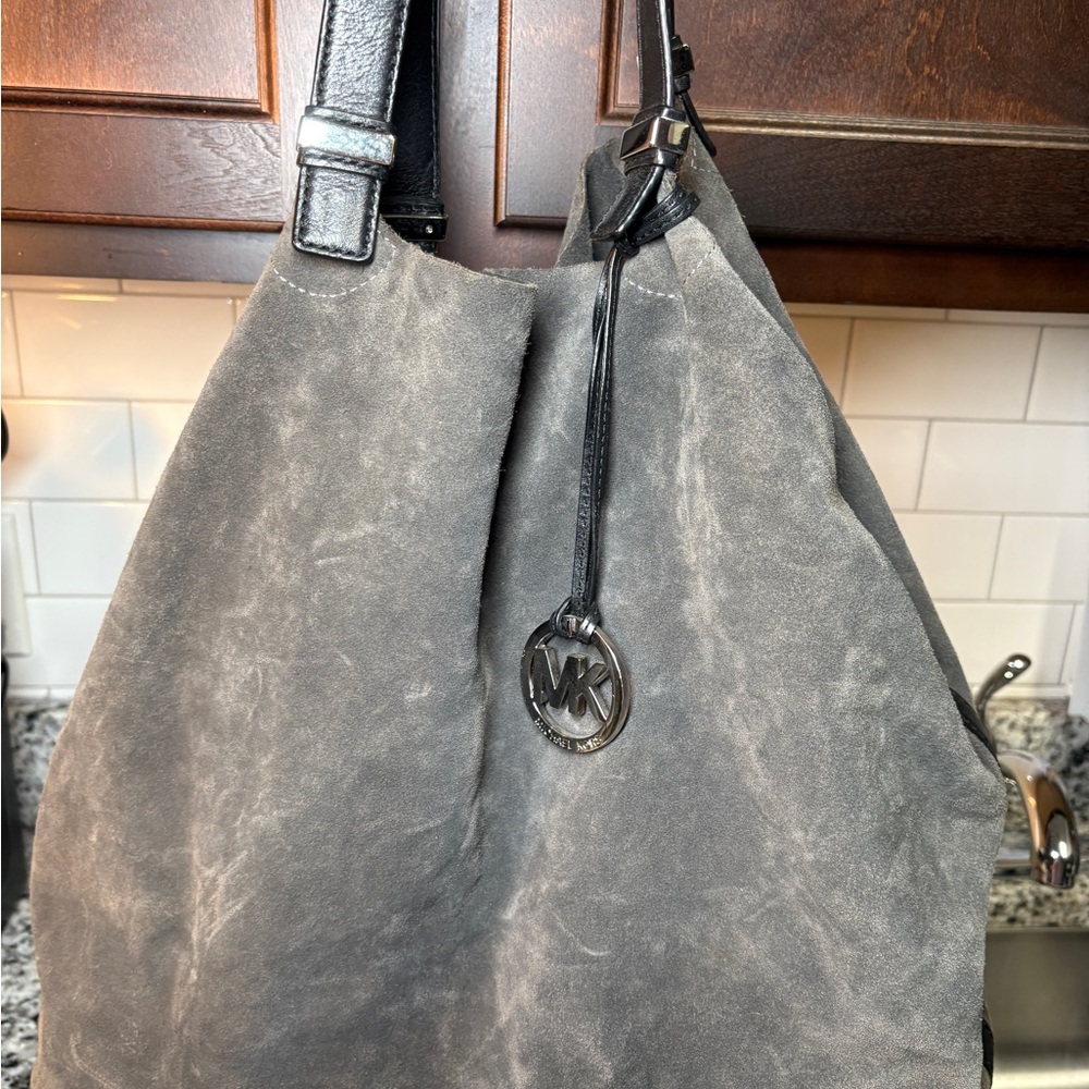 Michael Kors Charcoal Suede Tote with Black Straps